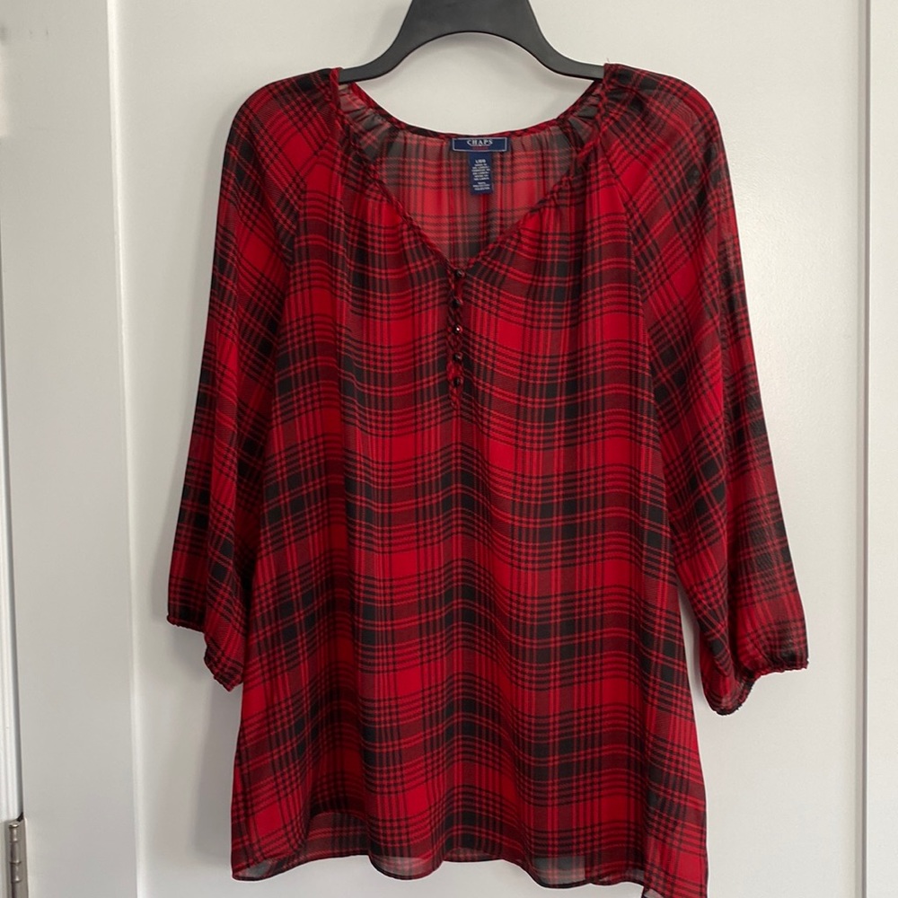 Chaps Buffalo plaid blouse